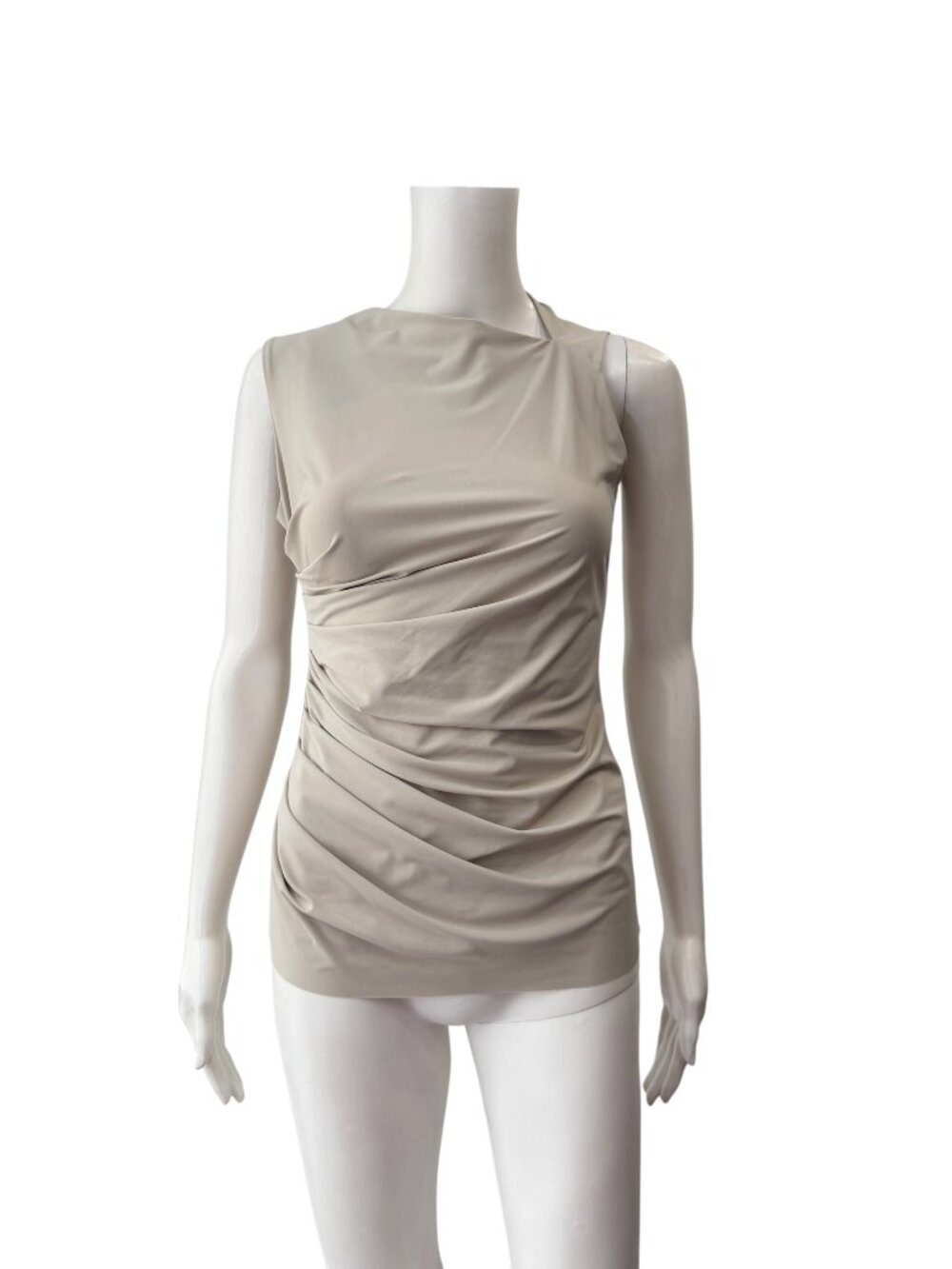 $225 Maria Pinto Desert Ivory Ruched Asymmetric Adele 2 Slim Tank Top size XS